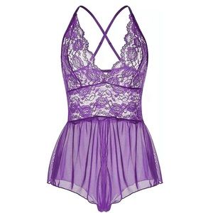 Lalavava Lingerie Crotchless One Piece Teddy